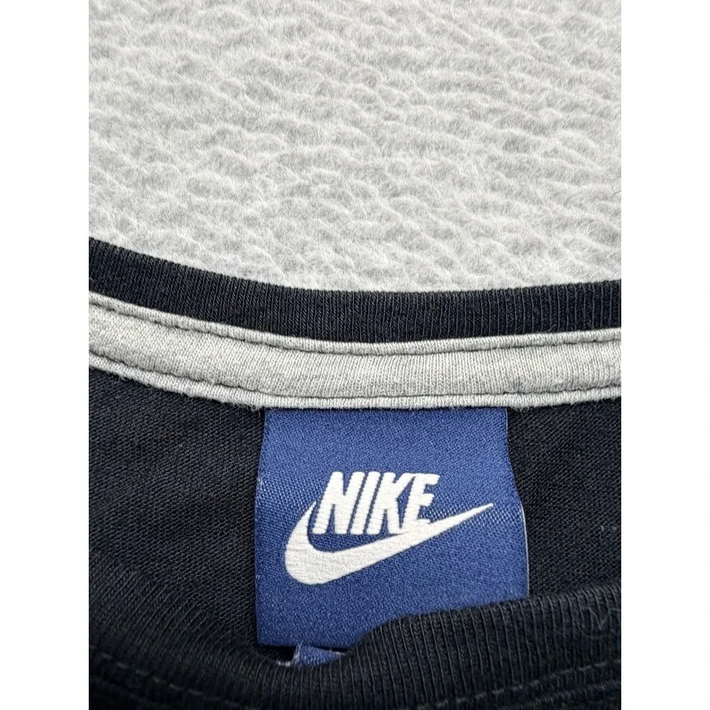 Nike Womens Long Sleeve Graphic Tee Black Silver Logo Oversized Top L 854961-010
